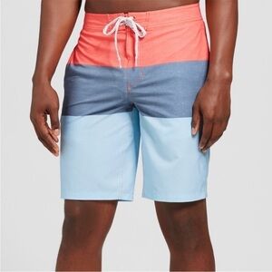 Goodfellow‎ & Co Men's 10" Colorblock Board Shorts Orange and Blue